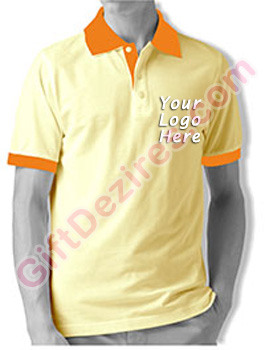 Designer Ivory and Orange Color Company Logo T Shirts